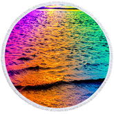 Lofaris Colorful Waves Under The Sunset Round Beach Towel